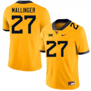 Men's West Virginia Mountaineers NCAA #27 Davis Mallinger Gold Authentic Nike Stitched College Football Jersey GW15G55KR